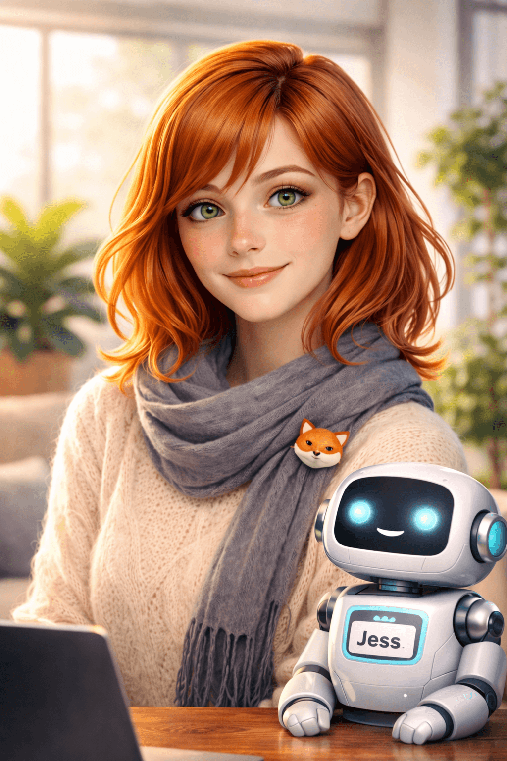 Maggie with Jess, her AI sub-agent, at a warm workspace